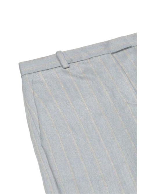 pantalone gessato in lino e cotone azzurro e avorio Circolo 1901 | FD31208312